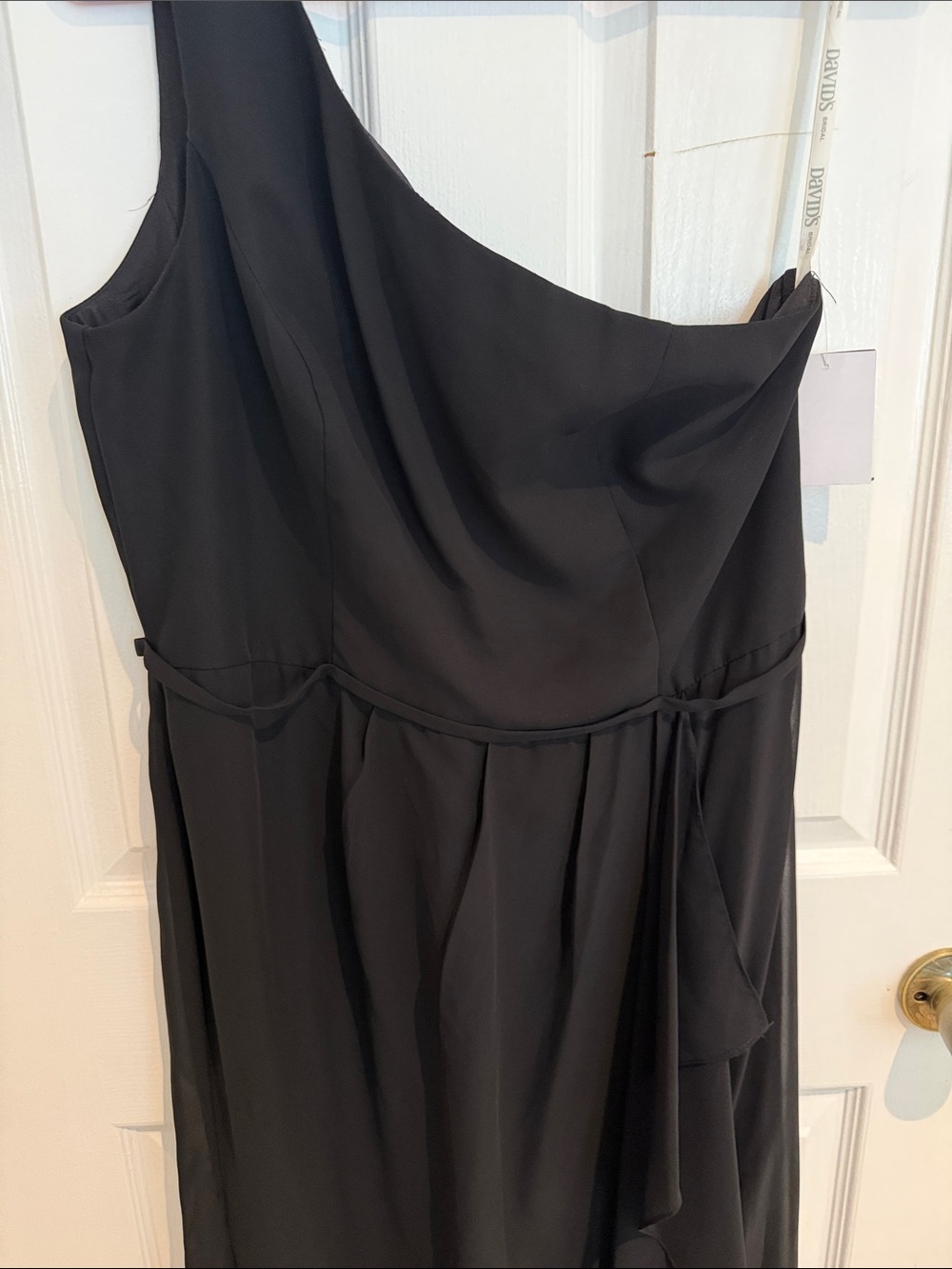 NWT David's Bridal One-Shoulder Black Evening Gown - Picture 5 of 7